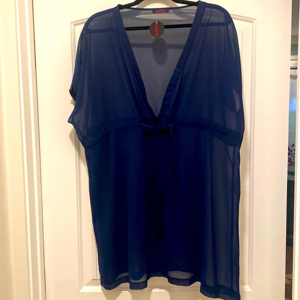 Navy Sheer Tunic Top